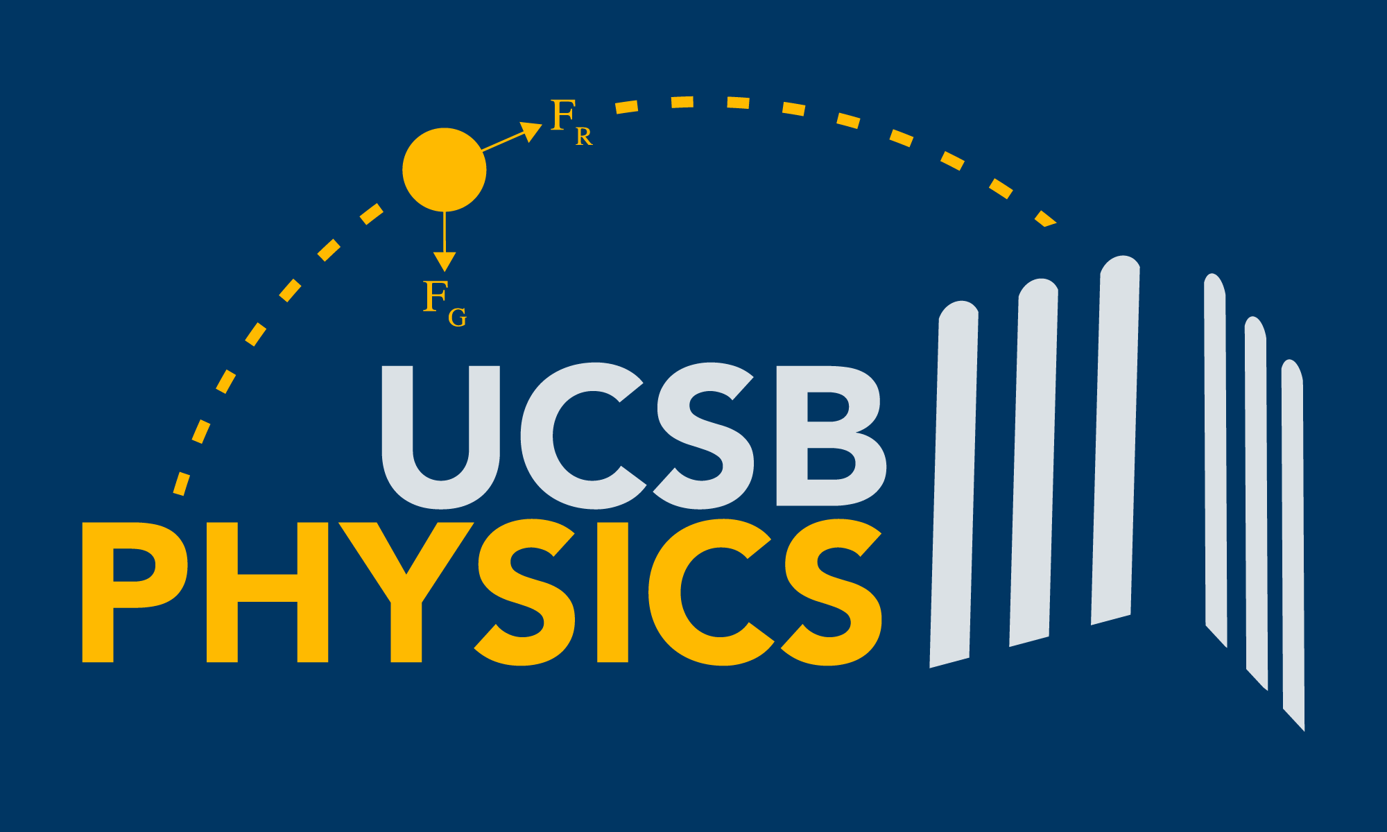 UCSB Physics logo with free body diagram